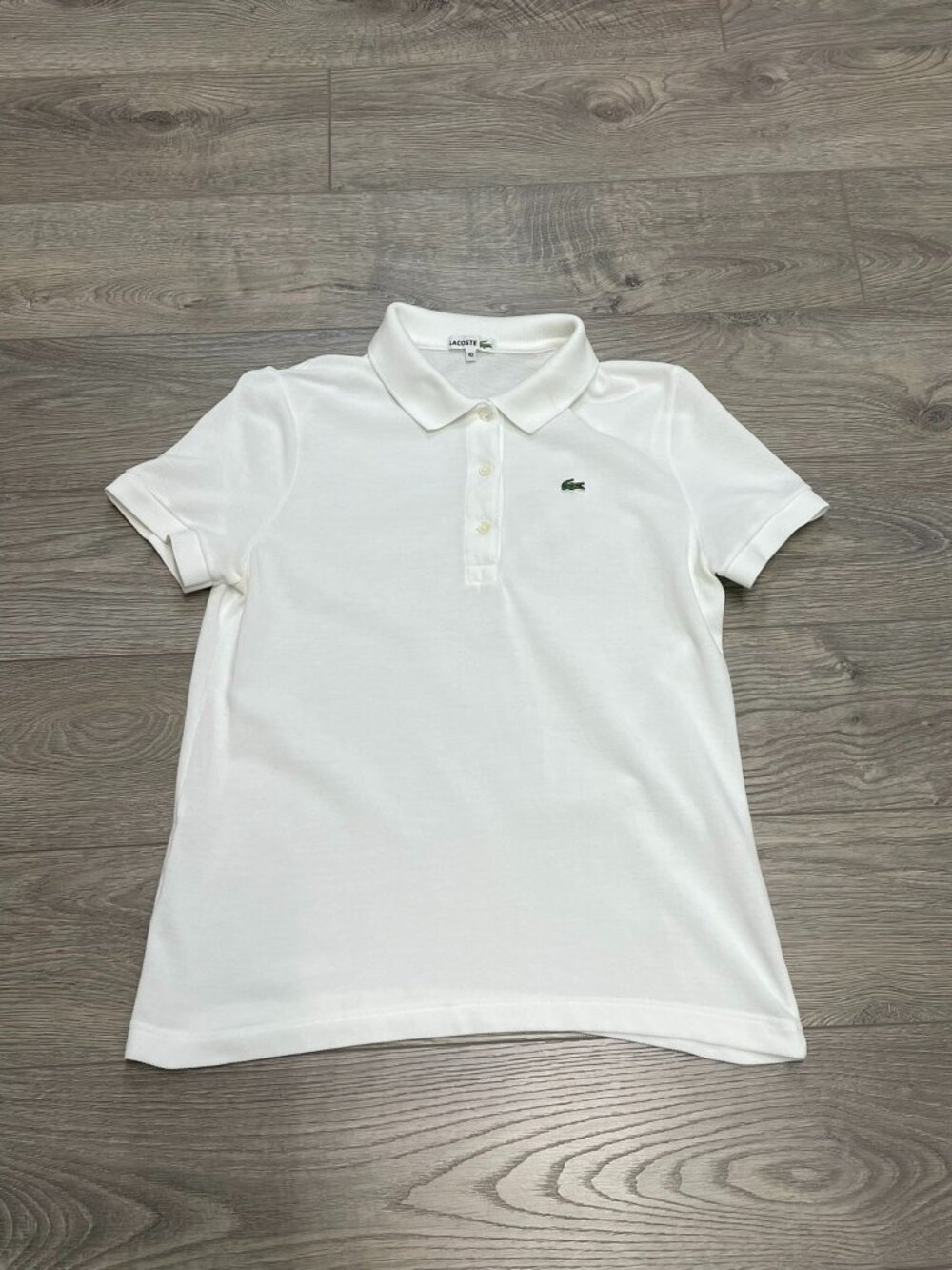 Lacoste White Pique Cotton Polo Shirt Classic Short Sleeve Women's Size 40 / M